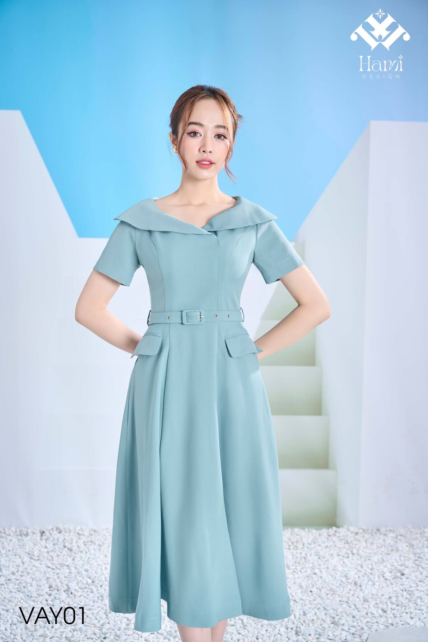 Airuchu Đầm váy dạ hội nhỏ cao cấp ánh sáng sang trọng thích hợp màu xanh  khí chất cao cấp của thanh mitzvah Thiết kế kiểu pháp cảm giác Váy công chúa